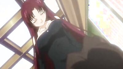 Redhead anime babe gets a messy facial in this hentai video