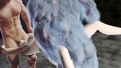 Big-titted cartoon babe gets double-teamed in a jail cell while getting her mouth and pussy stuffed