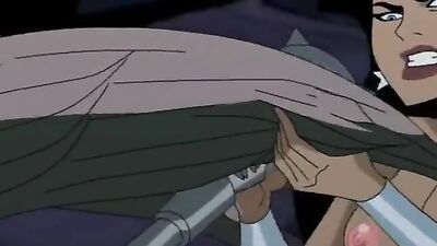 Two chicks for BATMAN DICK: A Hentai MILF and two guys in a hardcore threesome