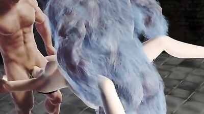 Brunette jailbait with massive tits gets double-teamed in 3D cartoon video