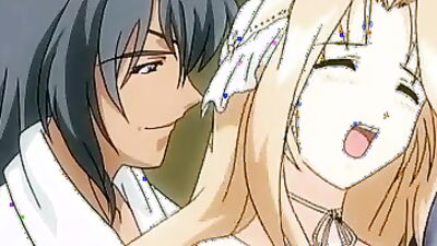 Blonde chick in pink hentai gets her pussy and mouth stretched by a hard stick
