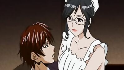 Big-titted cartoon maid gets her vagina drilled and jizzed on her glasses