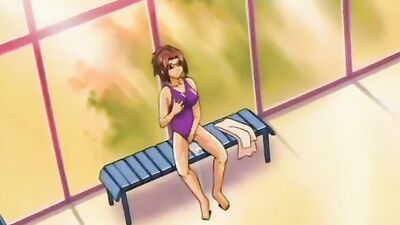 Young schoolgirl with perfect body gets drenched in wet swimsuit during kinky hentai sex movie