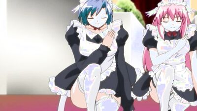 Hot maids in uniform get their big tits and wet pussies pounded after sucking cock