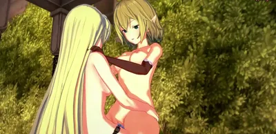 Danmachi Hentai Butt Sex - Ryuu Lion and Aiz Wallenstein have lesbian sex and strapon fuck in the  garden - Danmachi Hentai. - CartoonPorn.com