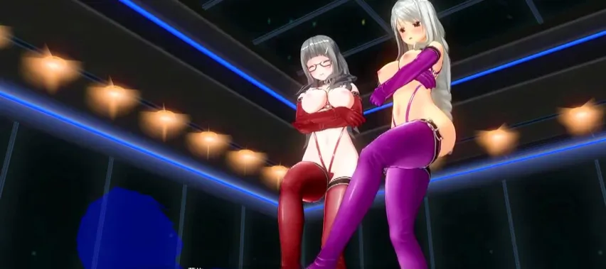 852px x 379px - Stripper queens with big breasts meet offstage and do a lesbian threesome -  CartoonPorn.com