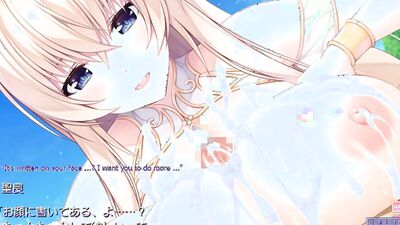 Sexy busty teen babe in hentai cartoon game gets her titties destroyed by massive cocks