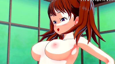 POV hentai action with busty anime babe riding big dick like a pro