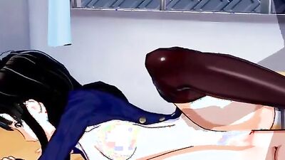 Watch this anime babe pleasure herself with a massive toy in hot HD porn