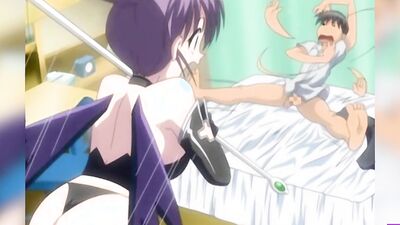 Hot hentai babe with huge boobs gets drilled hard on the couch by a horny dude