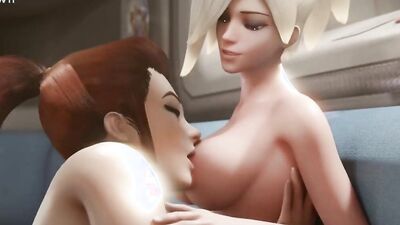 Big-titted anime babes get drilled in a 3D cartoon in a hot hentai action