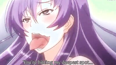 Big-titted Hentai chick squeezes those juggs while getting drilled hard