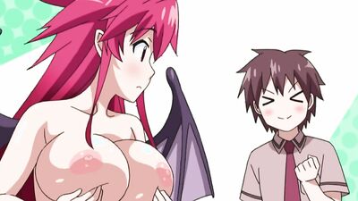 Watch this cute redhead anime babe blow two guys and swallow their jizz