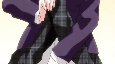 Big-titted cartoon teen gets naughty in public school uniform