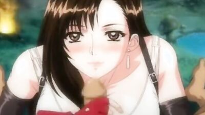 Watch this cartoon hentai babe get her tits sucked and face painted in hot facial action