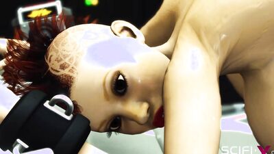 Sexy busty babe gets her tight pussy pounded in the sci-fi lab