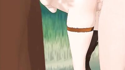 Bent over and fucked in the woods by Reisalin Stout in a final fantasy hentai cartoon
