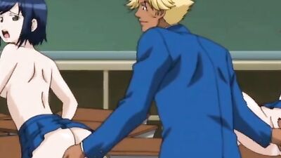 Office cartoon couple gets wild with big-titted brunette & her tight vagina