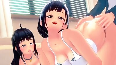 Corrupted Kingdoms - A kinky 3some with a cartoon monster girl and her tiny cheating wife