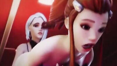 Part 1 of Overwatch's steamy hentai - Hot Ashe and Brigitte get their asses destroyed in hardcore 3D action!