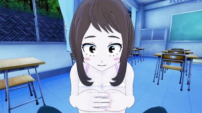 I fuck my Japanese teacher Ochako Uraraka in the classroom at night - My Hero Academia POV Hentai