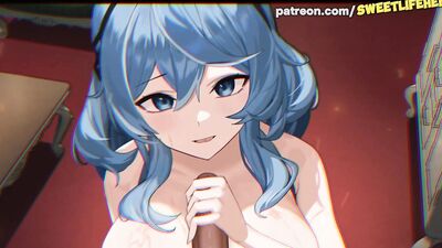 My Blue Haired Neighbor is addicted to my milk - uncensored cartoon hentai game!