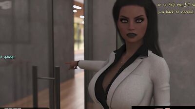 Futa Professor's massive tits bounce as she stuffs her wet snatch with a big dicking