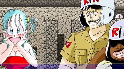Behind the scenes of Bulma Aventure: Part 2: Redhead anime babe takes on two hard cocks in a wild threesome