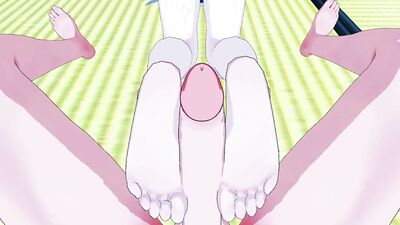 Akame shows off her amazing footjob skills in this hardcore creampie cartoon