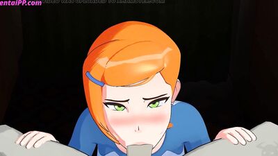 Watch Gwen Helping Her Friend With a Quick Hunk in a Cartoonized Hunk-fest