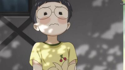 Big tits Japanese cartoon babe gets her glasses off for kinky hentai sex