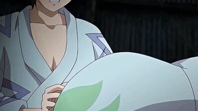 Brunette with massive tits gets a messy surprise from a hung stranger in this cartoon hentai