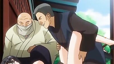 Old men group bang busty Japanese cartoon teen in hentai porn