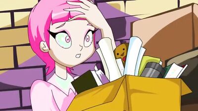 Big-titted cartoon teen gets naughty at work - cartoon parody