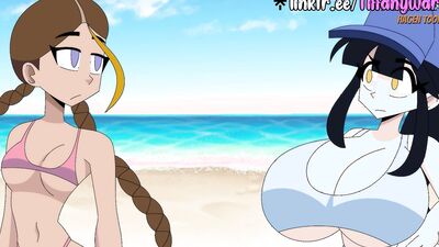 Unexpected rough sex with a nude beach babe in an anime hentai