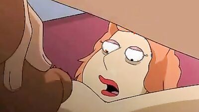 Watch Lois, the busty cartoon babe, get her big tits slammed in a wild threesome with family guy!