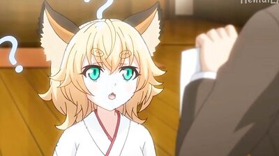 Blonde Hottie Kitune Musume No Ecchi Na Oyado gets a hot load in Spanish Subs