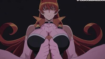 Azazel Ameri's big tits get blown while getting a cumshot in Iruma-kun's hentai animation - Adult Hentai