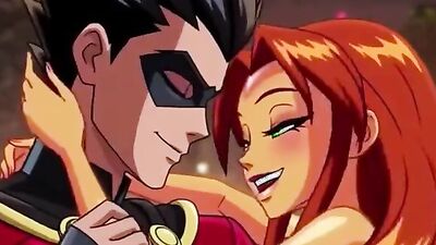 Starfire & Robin's first anal pounding: Hentai anime MILF gets a hot BJ and a hard fuck!