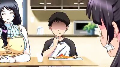 Brunette with massive tits gets a hot cumshot in a cartoon hentai video