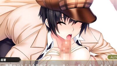 Short-haired anime cutie sucks and fucks hard cock while flaunting her tits