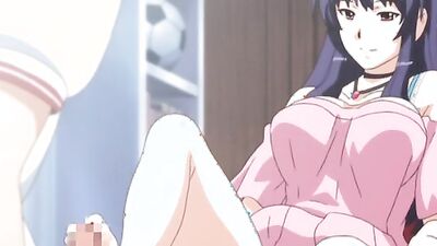 Hot hentai babe gives a sexy footjob before getting her tight pussy drilled hard