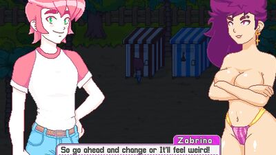 Hot busty chicks in hentai game give handjobs and blowjobs while playing a game with a big dick