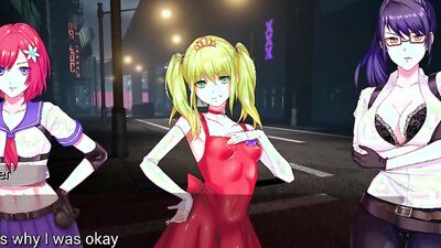 Petite hentai babes with colored hair get seduced and pounded hard on the streets