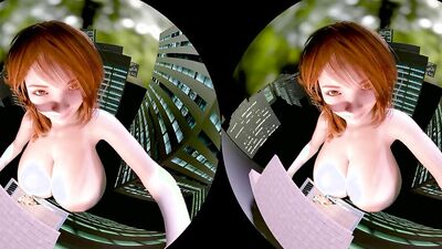 Watch this massive 3D cartoon babe tease with her massive tits in public POV