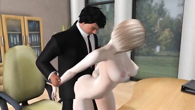 Blonde bombshell with huge tits gets drilled hard in the office