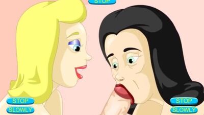 Watch these cartoon MILFs go wild as they give sloppy double BJs in pants