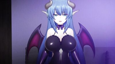 Big-titted demon babe strokes dick POV-style in hypnotic latex