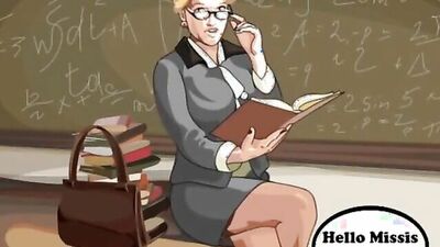Watch this hot blonde MILF teach young Teen Boy some erotic tricks with her glasses on!