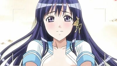 Young brunette in anime gets a big dick creampied outside